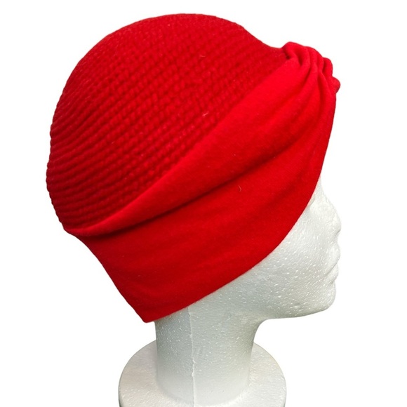 Everitt Red Woven Vintage Twisted Turban Head Wrap Buckle Embellished Hat - Picture 4 of 10